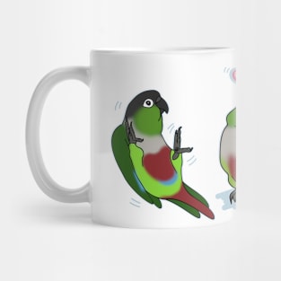 Three Green Cheeked Conure doodles Mug